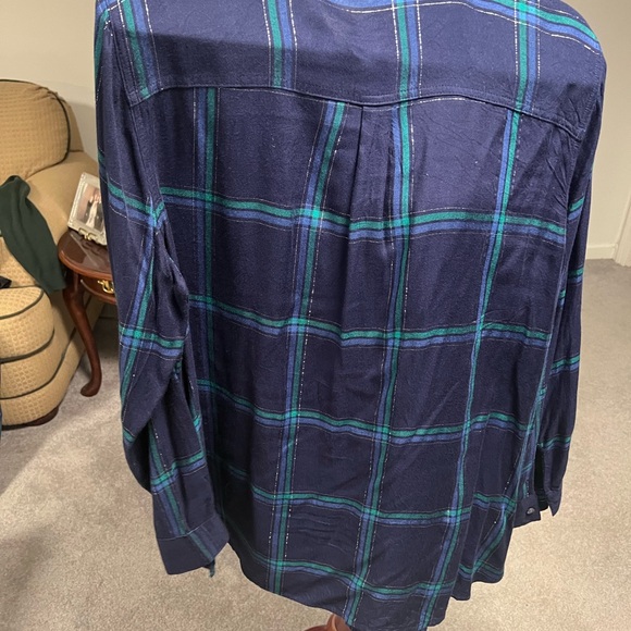 Old Navy women’s tunic Blue and Green Checkered Shirt - Picture 3 of 6